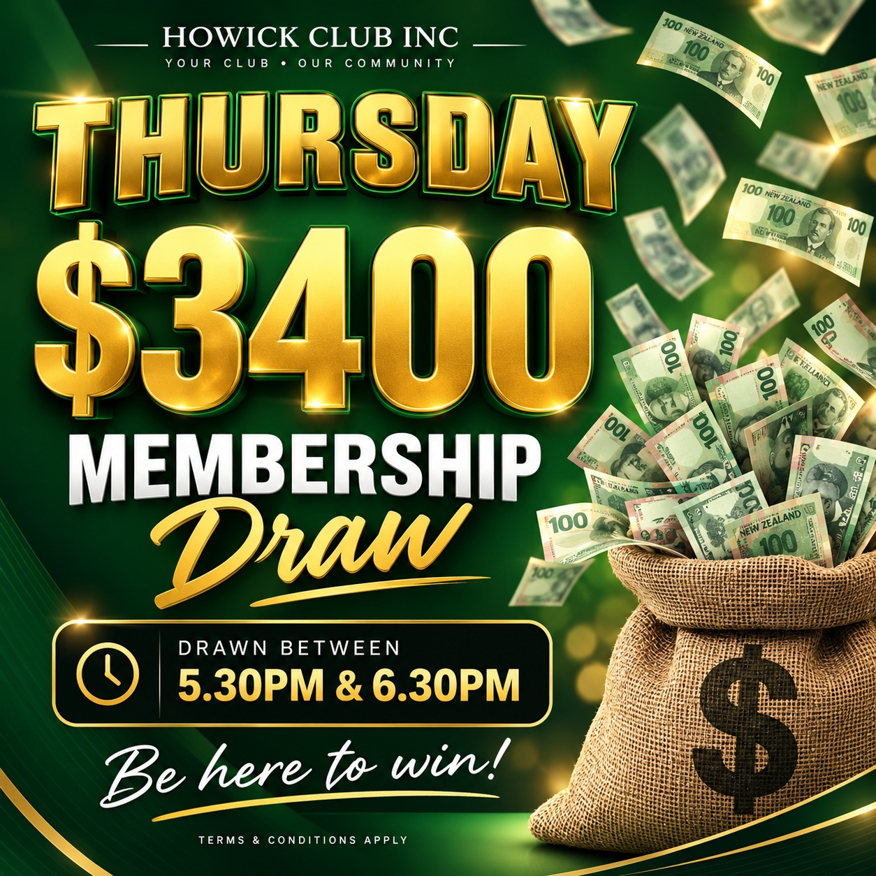 Thursday Membership Draw 3400